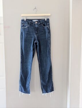 ZARA High Rise Raw Hem Cropped Straight Leg Jeans Size 4